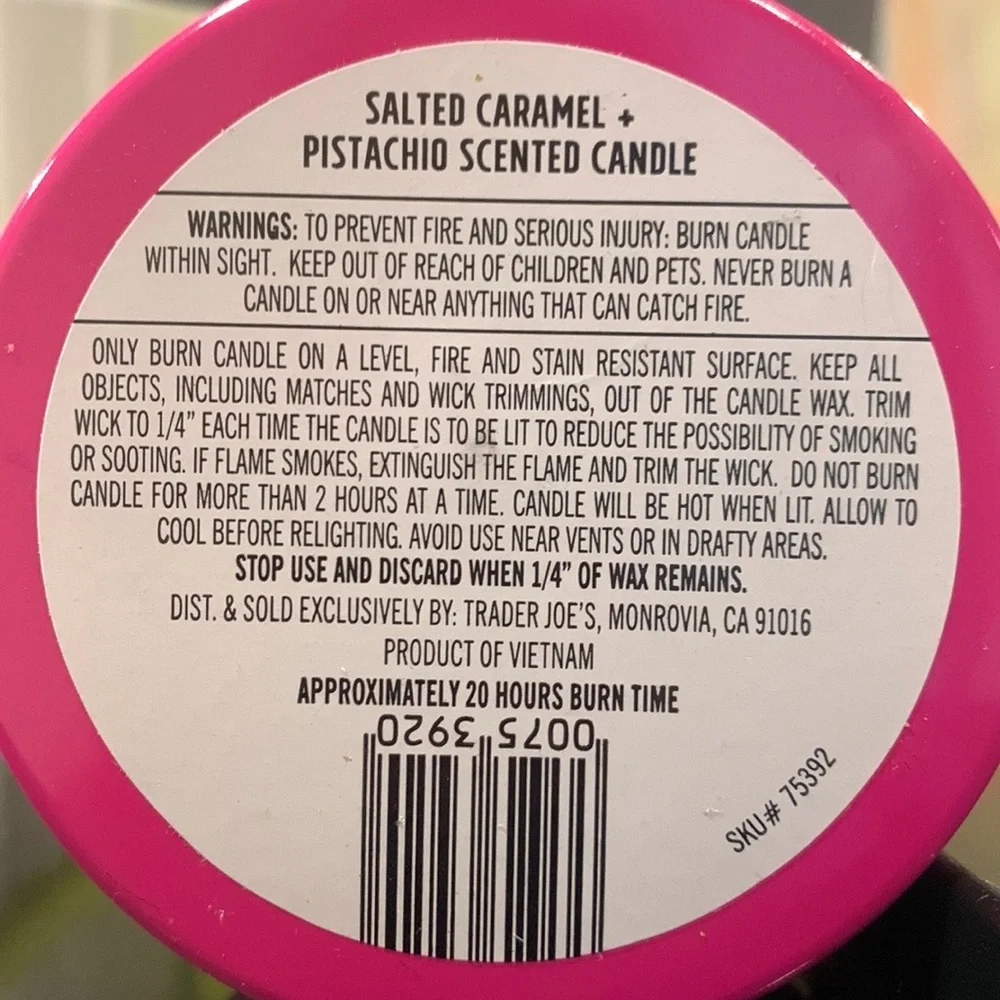 Trader Joe's Salted Caramel Pistachio Scented Candle Pink Brazil Nut Body Butter